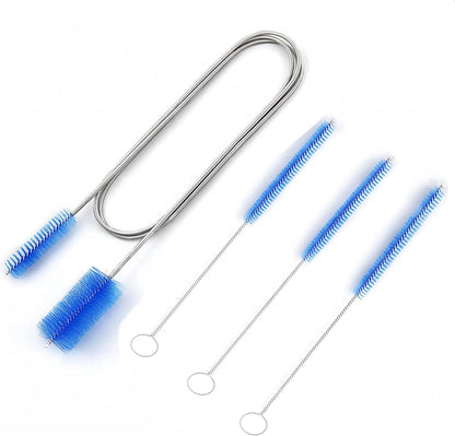 Flexible Straw Drain Brush Line Cleaner - 5 Ft Long Nylon Cleaner Double Ended Elastic Hose Pipe and 3 Pcs 10 Inch Straw Cleaning Brush for Tumbler, Sippy Cup, Bottle and Tube