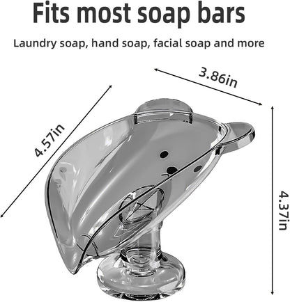 Leaf-Shaped Soap Dish – Premium Soap Bar Holder with Self-Drainage System – Bar Soap Holder for Shower, Bathroom Sink, Kitchen – Waterfall Soap Dish with Stand