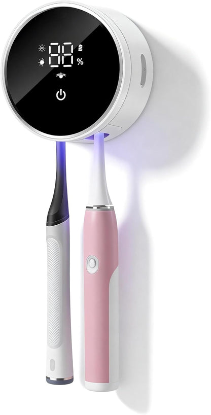 UV Toothbrush Sanitizer and Holder, WONICO Smart Tooth Brush Holders for Bathroom, Toothbrush Wall-Mounted Cleaner Organizer with Auto-Inductive Cover Fits Electric, Manual Toothbrushes for Home
