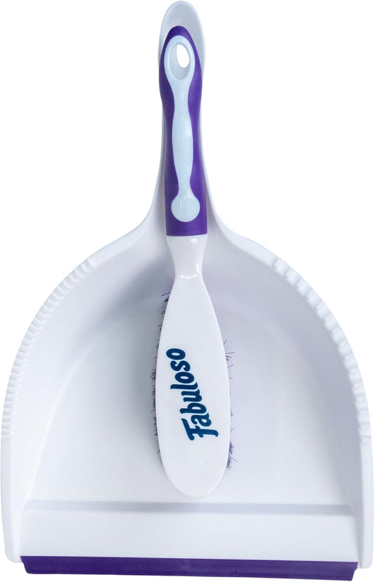 Fabuloso Cleaning Brush, Compact Hand Scrub Brush with Easy Grip Rubber Texture for Kitchen, Bathroom, Tile, Baseboards and Floors, Firm Bristles for Indoor Surface Cleaning, White & Purple, 6 Inch