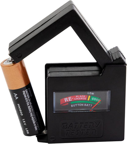 Dial Industries Battery Organizer Case with Tester for 12 AAA 12 AA 6C 4D | Compact cases for organizing in garage, toolboxes, RVs etc. Clear cases so easy to find in emergencies vs loose in drawer.