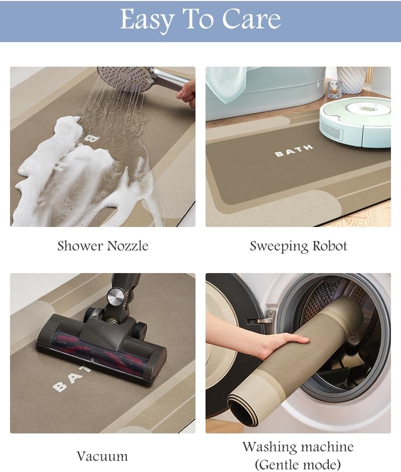 MontVoo-Bath Mat-Bathroom Mat Rug Non Slip Super Absorbent Stain Resistant Quick Dry Thin Bath Rug-Bath Mats for Bathroom Floor Bathtub Vanity-Bathmat Bath Rug Easy Care-17"x27" Grey