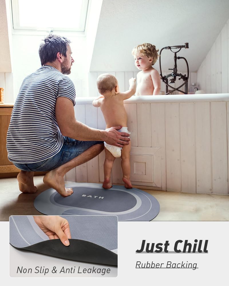 MontVoo Bath Mat - Non Slip, Quick Dry, Stain Resistant Bath Mat Rug for Bathroom Floor - Easy Care Shower Rug for Outside Bathtub - 17"x27" Grey