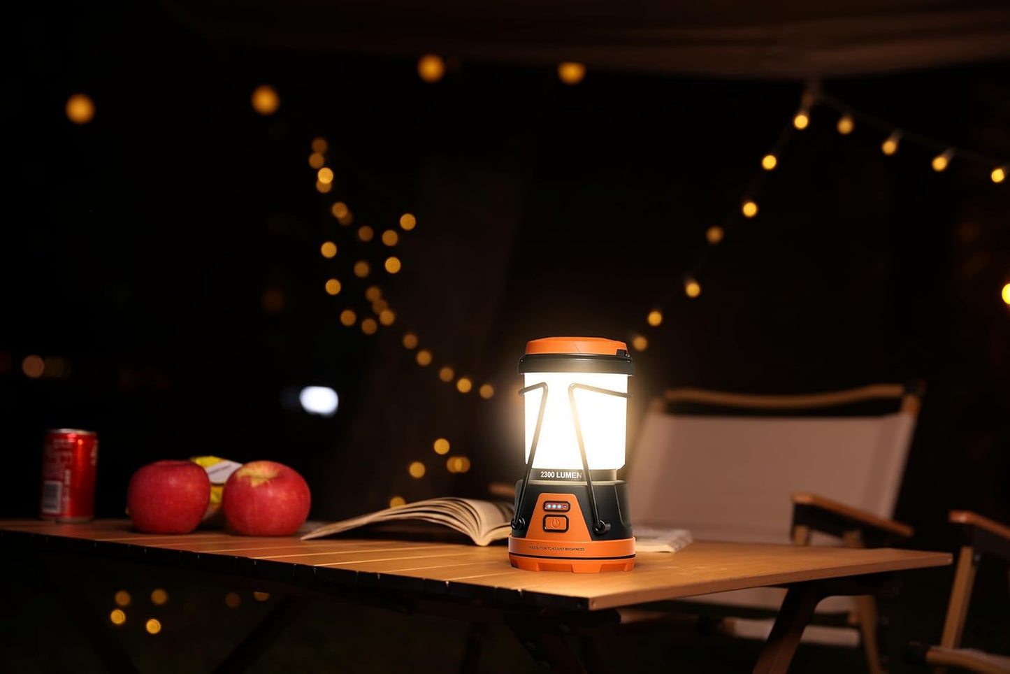 LED Camping Lantern Rechargeable, 1800LM, 4 Light Modes, 4400mAh Power Bank, IP44 Waterproof, Perfect Lantern Flashlight for Hurricane, Emergency, Power Outages, Home and More, USB Cable Included