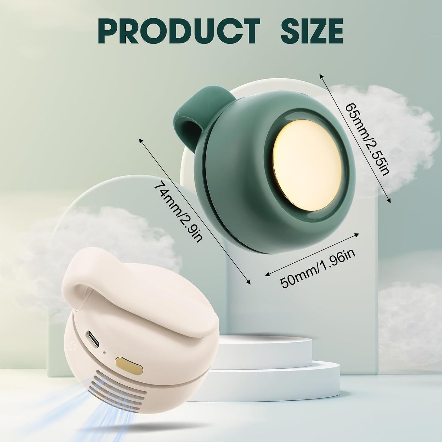 Small Clip Fan, Personal Waist Fans,Portable Silent Mini Bladeless Fan Clip On for Shirt ,Hands-Free Personal Clip Fans 3 Speeds,Clips on Waist Neck Fanes for Outdoor,Camping,Travel,Office (White)