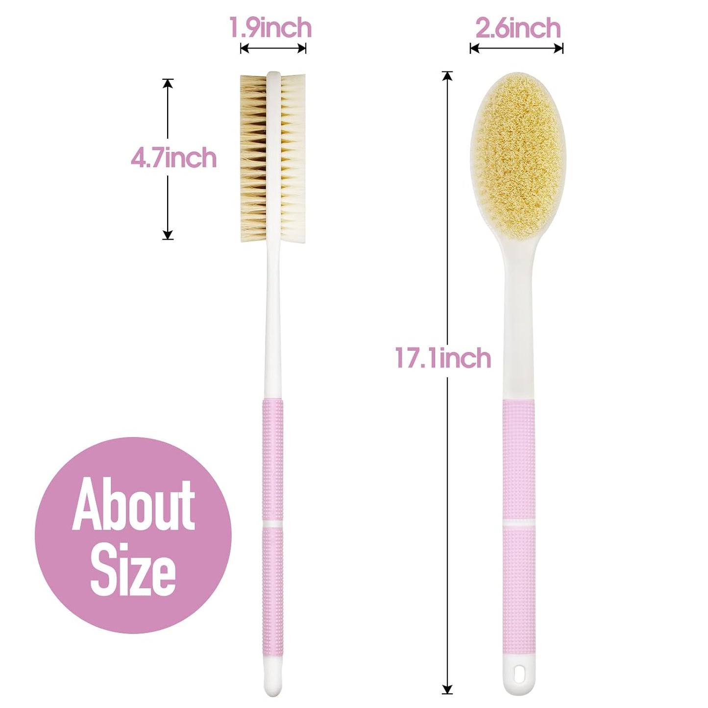 Backski Back Scrubber Anti Slip for Shower, Shower Brush Long Handle with Stiff and Soft Bristles, Body Exfoliator for Bath or Dry Brush(Blue)