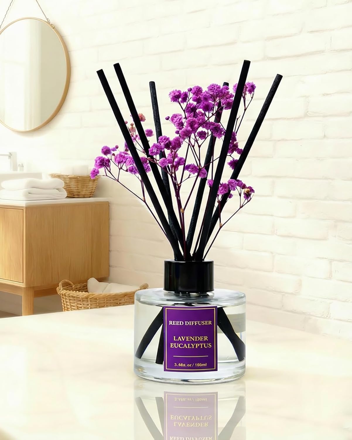 Reed Diffuser Set-Lemon Verbena Scent Fragrance Oil Diffuser with 6 Reed Sticks | Home & Bedroom Bathroom Decor,3.38 fl oz (100ml)