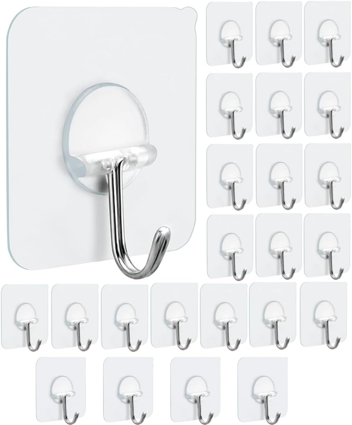 12-Pack Adhesive Hooks - Adhesive Hooks for Hanging Heavy Duty Wall Hooks Self Adhesive Towel Coat Hooks Waterproof Transparent Hook for Bathroom Shower Kitchen Keys Door Outdoor Home Improvement