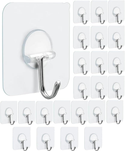 12-Pack Adhesive Hooks - Adhesive Hooks for Hanging Heavy Duty Wall Hooks Self Adhesive Towel Coat Hooks Waterproof Transparent Hook for Bathroom Shower Kitchen Keys Door Outdoor Home Improvement