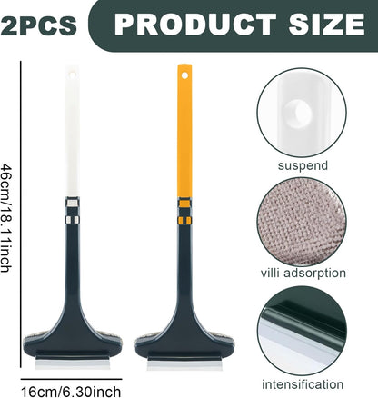 2PCS Window Screen Cleaning Brush, 2 in 1 Double-Sided Mesh Screen Cleaner, Hanging Long Handle Washable Window Cleaner Tool, 18x6.3 inch.
