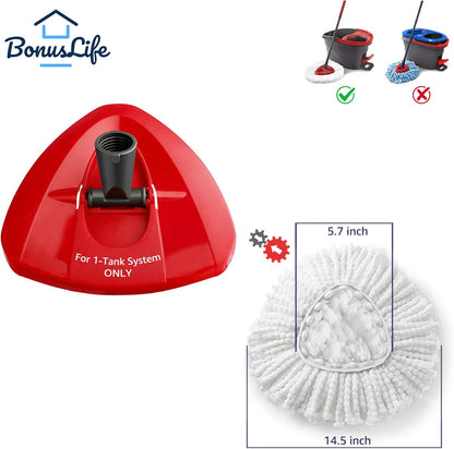 BonusLife 2-Pack Mop Head for O-Ceda EasyWrin Spin Mop Refill 1-Tank System Only Easy Cleaning Microfiber Replacement