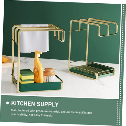 COLLBATH Elegant Wall-mounted Drain Rack Duster Cloth Drying Rack Kitchen Drain Stand Storage Wall Hanging Accessory