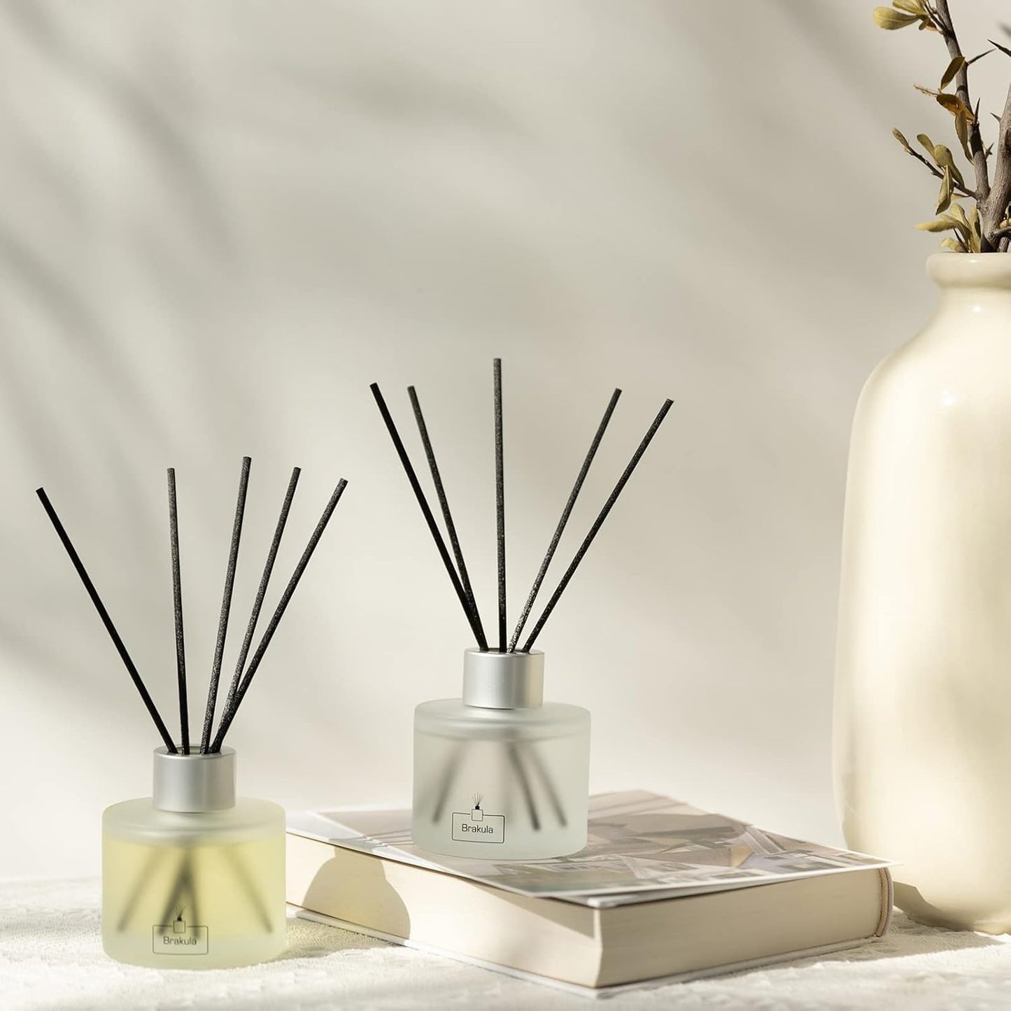 Brakula Reed Diffuser Set, 100ml Black Vanilla Scented Oil Diffuser for Bathroom, Home Fragrance for Living Room, Office