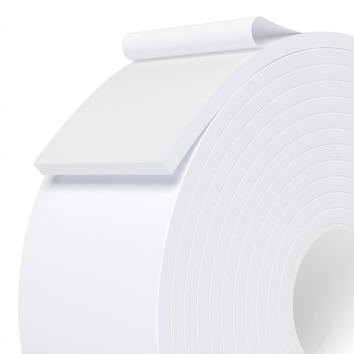 Weather Stripping Door Seal White,1/2Inch Wide X 1/4 Inch Thick,Air Conditioner Window Seal,Self Adhesive Foam Tape High Density Foam Sealing Strip,Soundproof Foam Tape Roll,Total 16.4 Feet Long