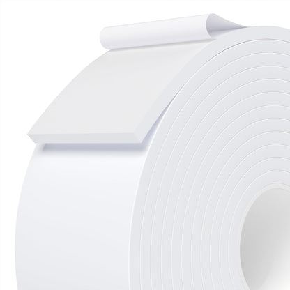 Weather Stripping Door Seal White,1/2Inch Wide X 1/4 Inch Thick,Air Conditioner Window Seal,Self Adhesive Foam Tape High Density Foam Sealing Strip,Soundproof Foam Tape Roll,Total 16.4 Feet Long