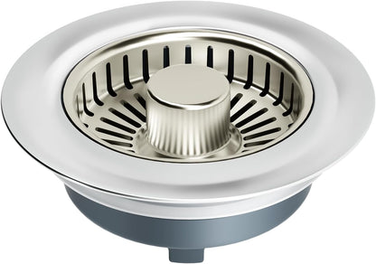 Sink Drain Strainer - Sink Stopper Kitchen Drain, 3 in 1 Kitchen Sink Drain Strainer with Anti-Clogging Basket, Kitchen Gadgets Clearance Sink Accessories, Fit US Standard 3-1/2'' Sink Hole, Silver