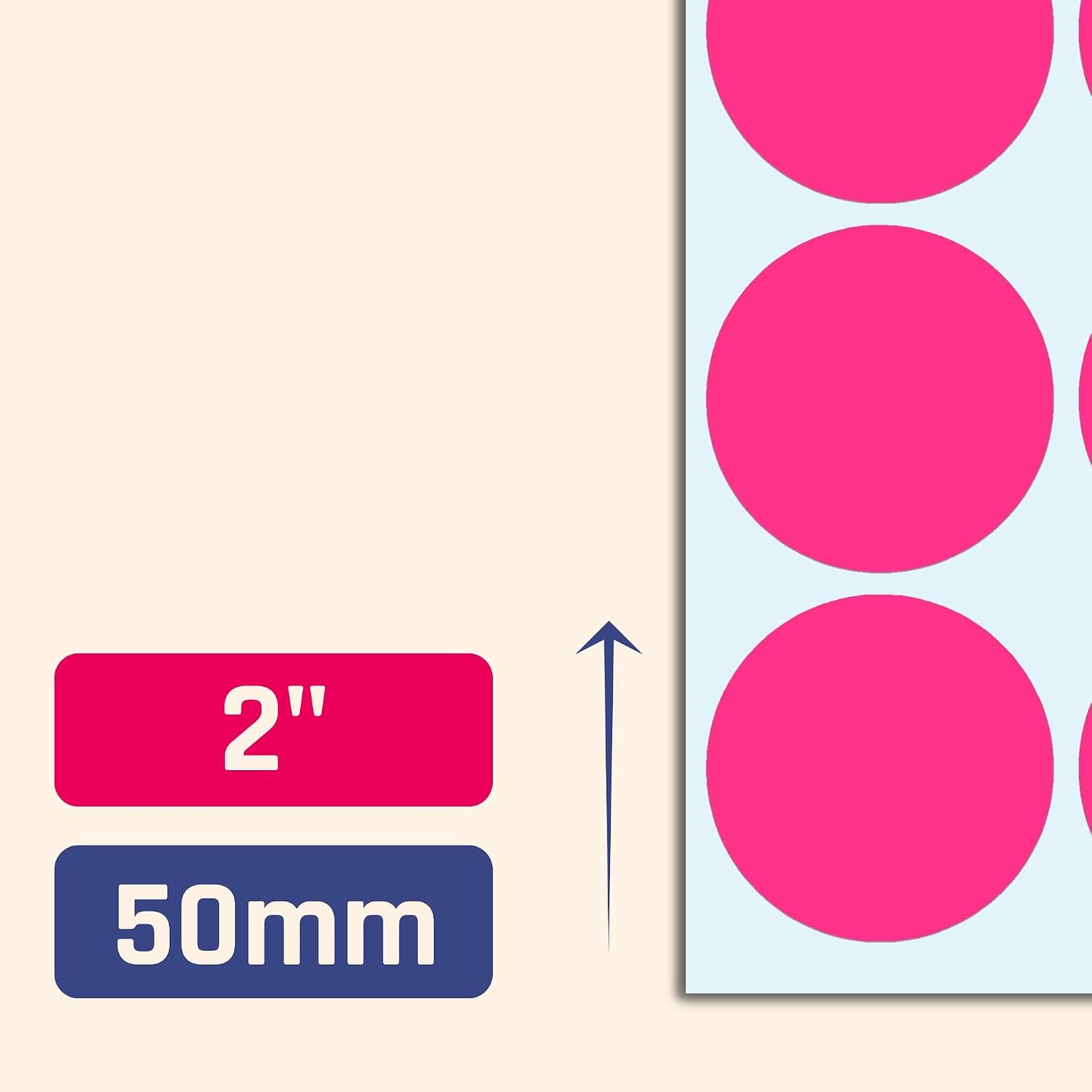 2" Round Large Colored Moving Stickers Labels - 10 Colors, Pack of 240