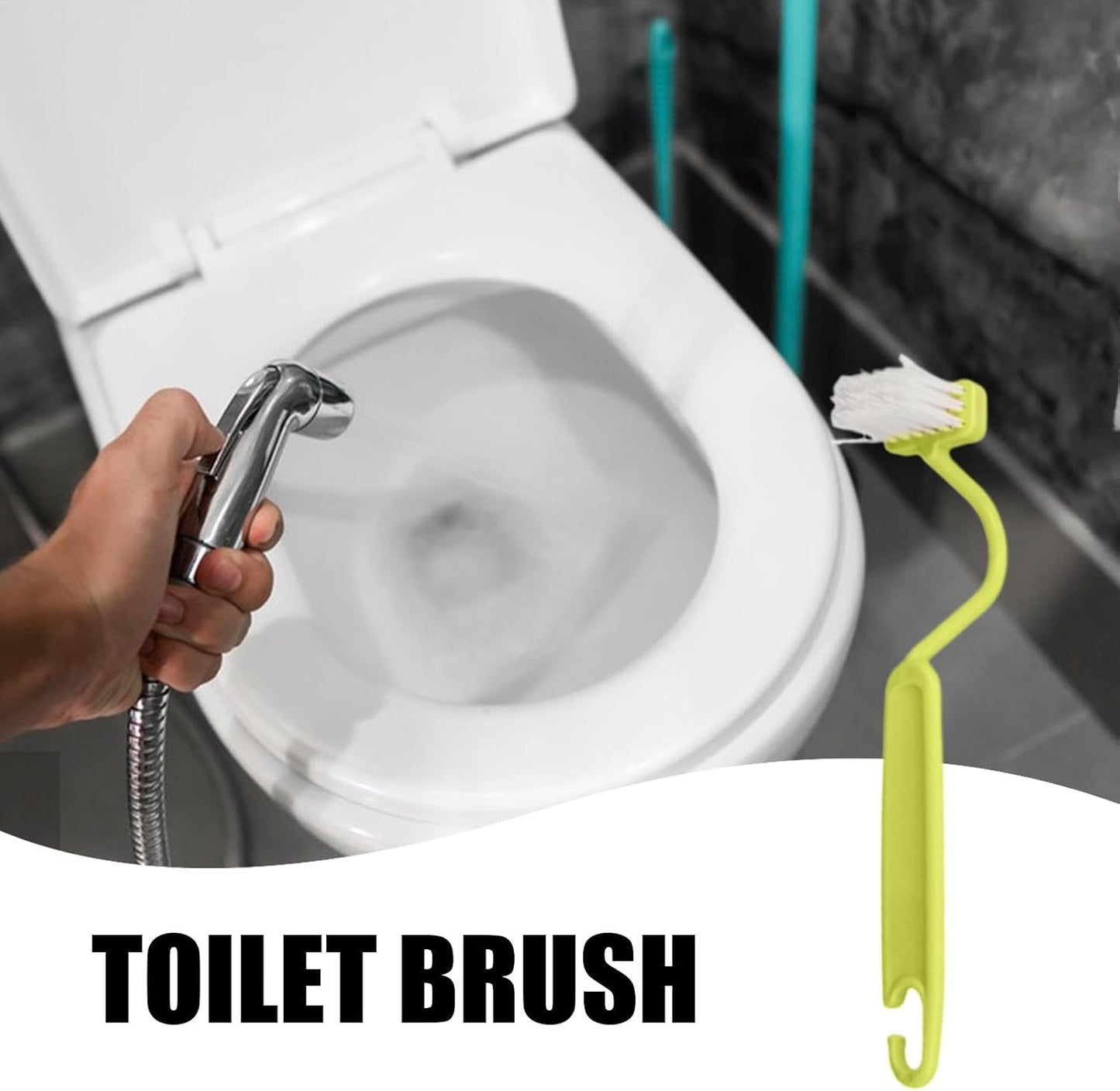 Curved Toilet Brush - Under Rim Toilet Bowl Brush - Toilet Rim Brush | Soft Bristle Toilet Brush S-Shaped | Angled Toilet Corner Scrubber Soft Toilet Rim Cleaner Multi-Functional for Toilets Kitchens