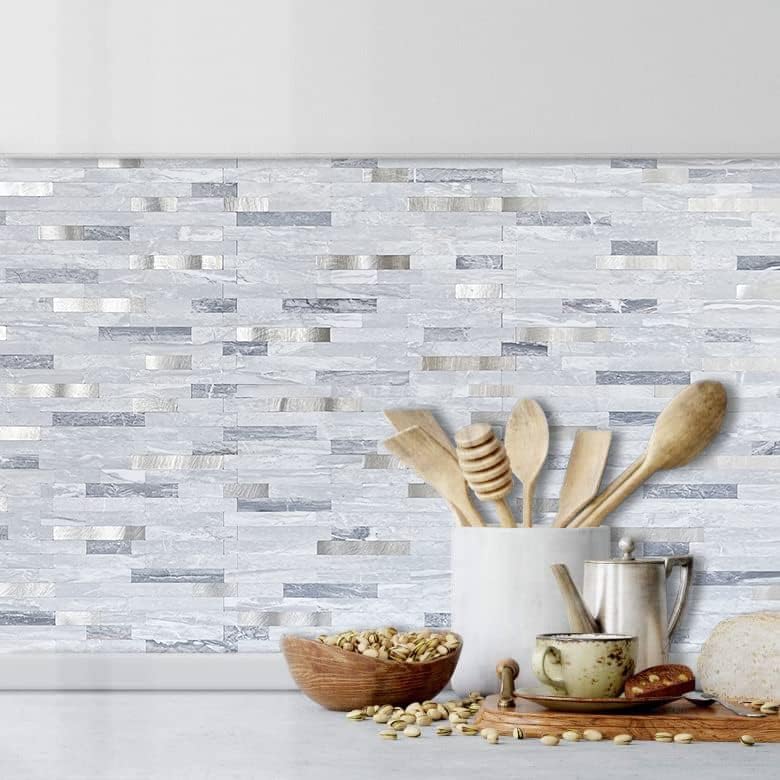 DICOFUN 10-Sheet Peel and Stick Backsplash Wall Tile, PVC Kitchen Backsplash Peel and Stick in Sandstone, 9.4 sq.ft
