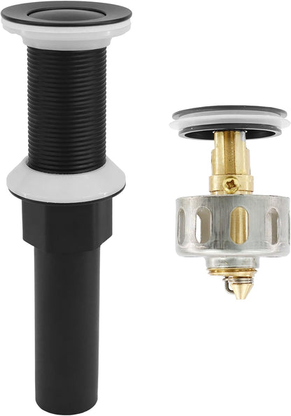 Bathroom Sink Drain,2 Pack Matte Black Drain Stopper Without Overflow,Small Cap Pop Up Drain Assembly with Detachable Strainer Basket,Built-in Anti-Clogging, Stainless Steel Nut
