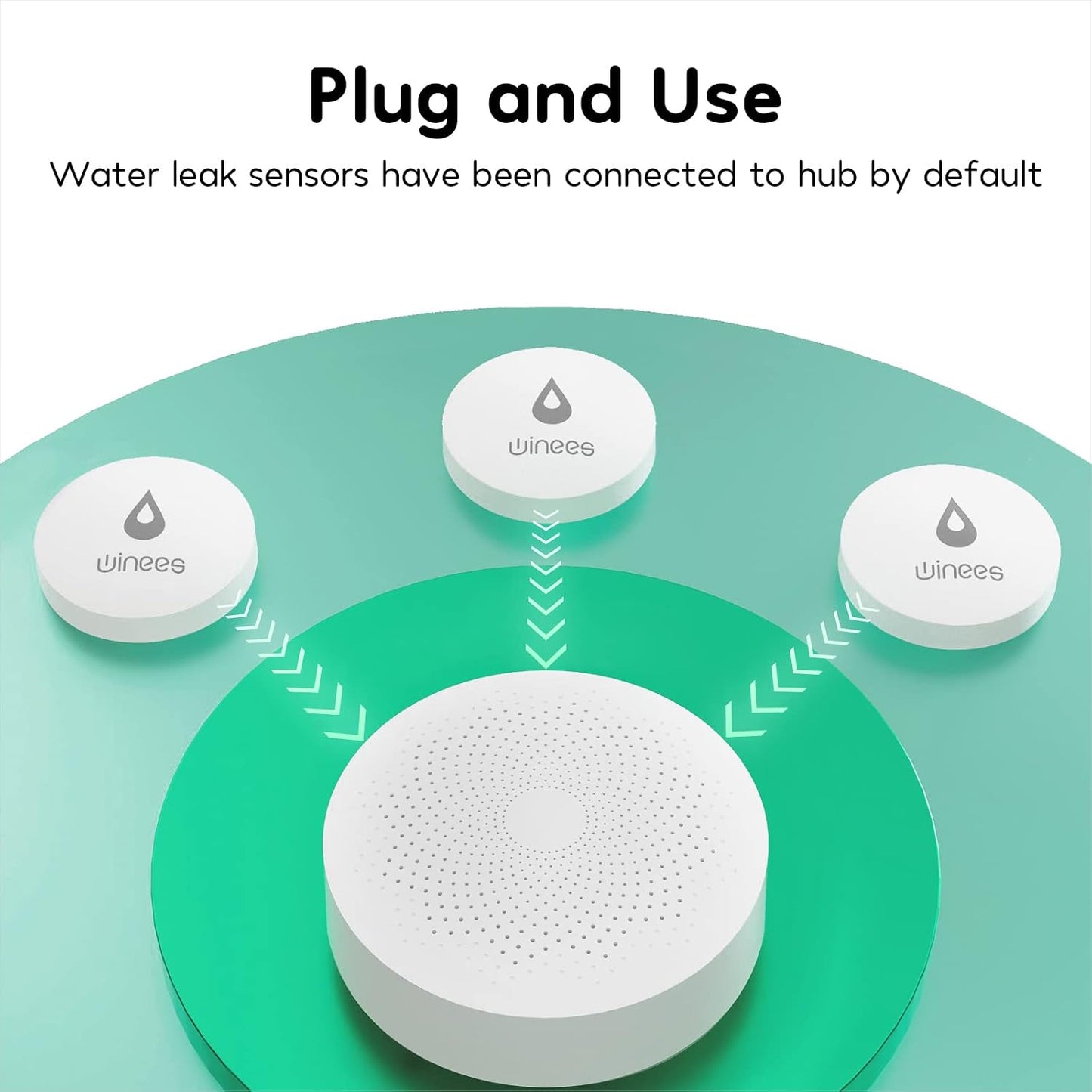 Winees WiFi Water Leak Detector for Home, 3 Pack Water Sensors with 100dB Adjustable Alarm, Leak Alert Email&SMS Notification, 200M Transmission for Basement, Bathroom, Laundry, IFTTT, 2.4G WiFi Only