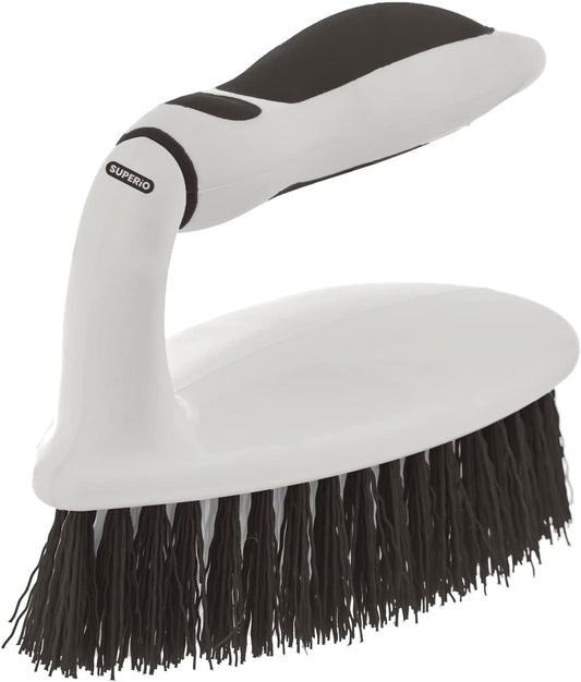 Superio Cleaning Scrub Brush with Stiff Bristles and Comfort Grip Handle, Grey 2 Pack Heavy-Duty Household Utility Scrubber for Kitchen, Bathroom, Shower, Sink, Toilet