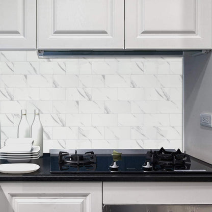 BeNice Peel and Stick Backsplash Large Bathroom Subway Tiles,Kitchen Shower Wall Stickers Waterproof(23Tiles) Gray White