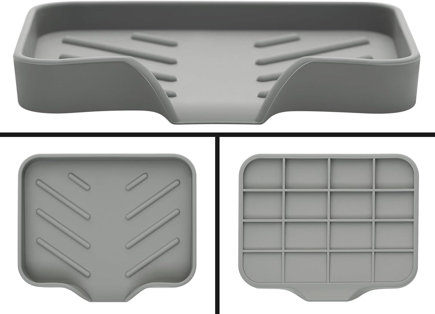 Silicone Soap Bar Holder: Premium Gray Self-Draining Soap Dish - Elegant Shower & Bathroom Solution