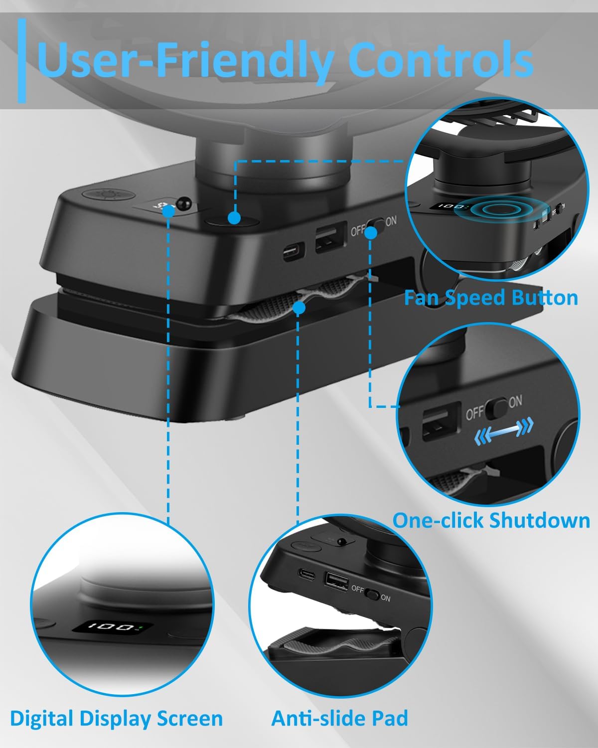 Portable Fan with Remote Control & Timer & LED Lights, 60hrs 12000mAh USB Rechargeable Battery，Clamp/Hanging/Stand Up, Small Clip on Fan for Baby Stroller, Bed, Desk, Camping Tent, Travel
