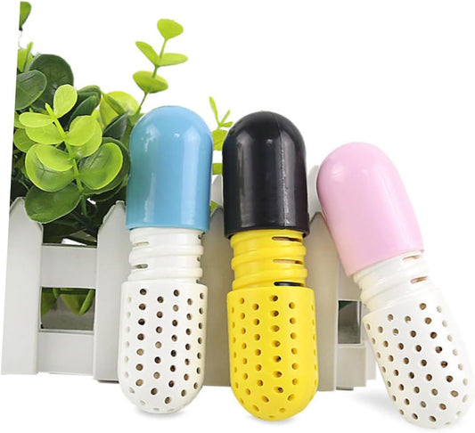 FRCOLOR 3pcs Capsule Shaped Odor Absorbers for Sneakers Leather Shoes Cute Design Breathable Drying Agent for Stinky Shoes Keeps Closet Fresh Dry Home Decor