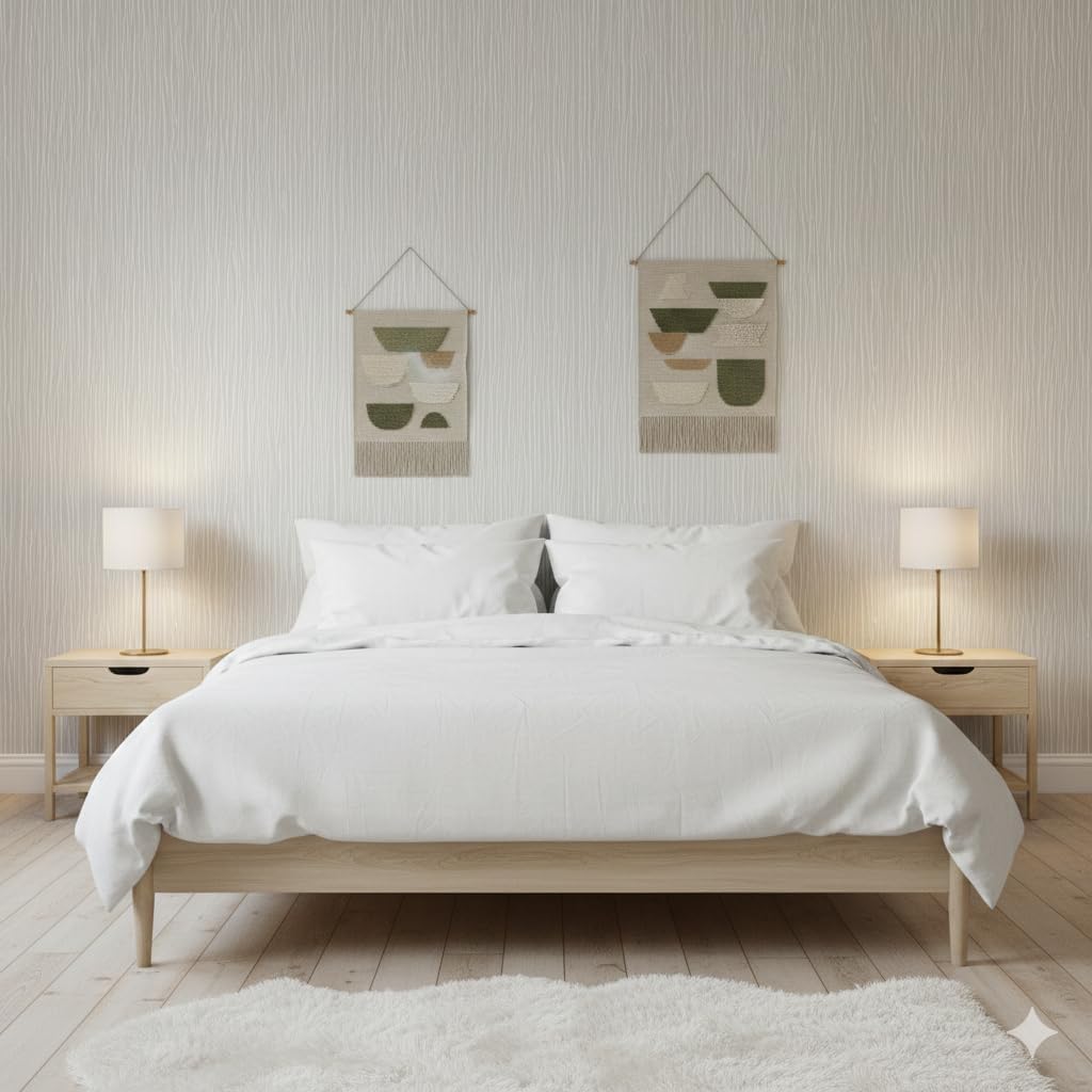 Modern Peel and Stick Wallpaper 17.3" x 78.7" Self Adhesive Wallpaper Textured Neutral Stripe Contact Paper Removable Vinyl Wall Paper for Living Room Bedroom Accent Wall Modern Minimalist Wall Decor