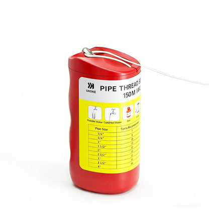 Ukoke 492ft Pipe Thread Sealant Cord – Adjustable NPT Thread Sealer for Plumbing, Gas & HVAC, Cleaner PTFE Tape Upgrade for Stainless Steel, PVC & Copper Pipes (1/8" to 4" Fittings)-150M
