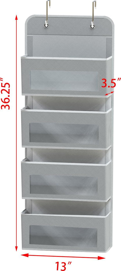 Simple Houseware 6 Clear Window Pocket Over Closet Door Storage Hanging Organizer for Bedroom, Bathroom, Pantry, Beige