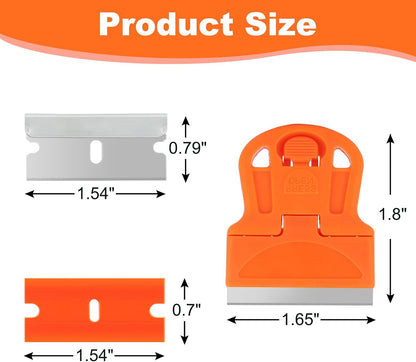 WEGAZ-4 Pcs Mini Plastic Razor Blade Scraper Tool-Suitable for Cleaning Windows and Glass Stoves-Equipped with 20 Blades.