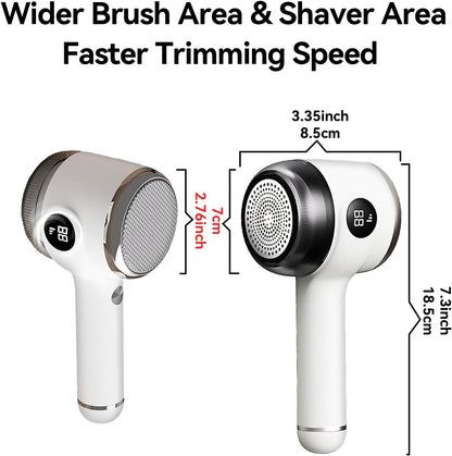Cordless Rechargeable 2-in-1 Fabric Shaver & Lint Remover for Clothes, Electric Pill Remover with Static Brush for Sweater, Sofa, Blanket, Furniture,3-Speed, USB-C, 6-Blade