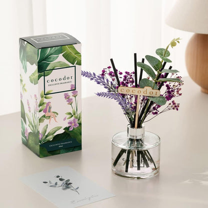 COCODOR Flower Reed Diffuser Set / 6.7oz / Cashmere Vanilla/Scent Diffuser with Sticks Home Fragrance Reed Diffuser for Bathroom Shelf Decor