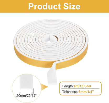 MECCANIXITY Weather Door Seal Strip Tape, Door Insulation Stripping Single Side Strong Self Adhesive Foam Tape Gap Filler for Door, Window, 1/4 Inch x 1/16 Inch x 32 Feet White 2 Pack