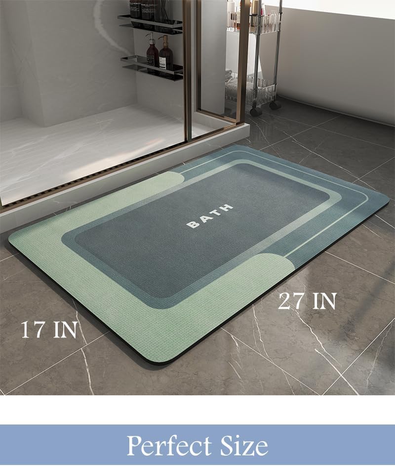 MontVoo-Bath Mat-Bathroom Mat Rug Non Slip Super Absorbent Stain Resistant Quick Dry Thin Bath Rug-Bath Mats for Bathroom Floor Bathtub Vanity-Bathmat Bath Rug Easy Care-17"x27" Grey