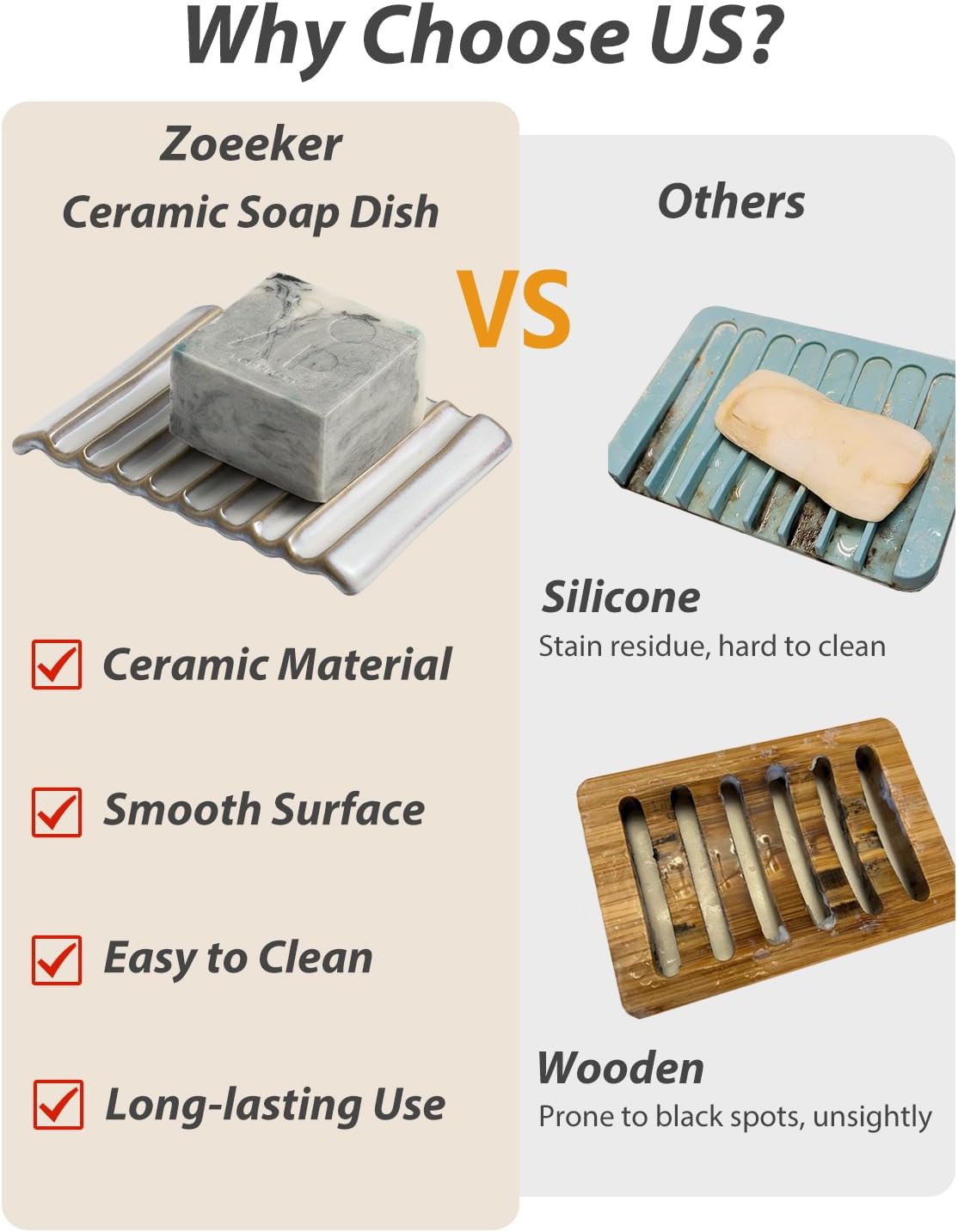 Self Draining Soap Dish, Ceramic Drain Soap Holder Waterfall Design Soap Saver for Shower, Bathroom, Sink, Kitchen and Countertop, Keeps Dry, Green
