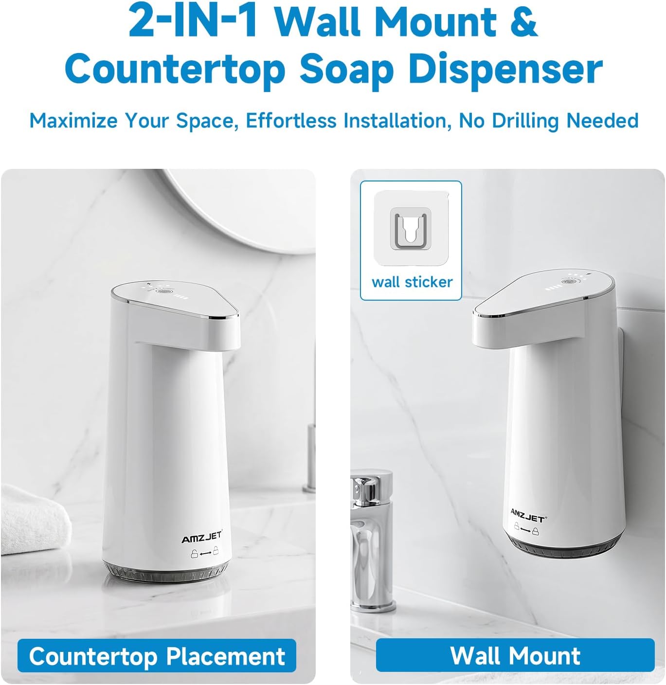 2026 Patent Edition Automatic Soap Dispenser Touchless, 300ml Hand Soap Dispenser with 4 Adjustable Foam Levels, IPX5 Waterproof Rechargeable Foaming Soap Dispenser for Kitchen & Bathroom