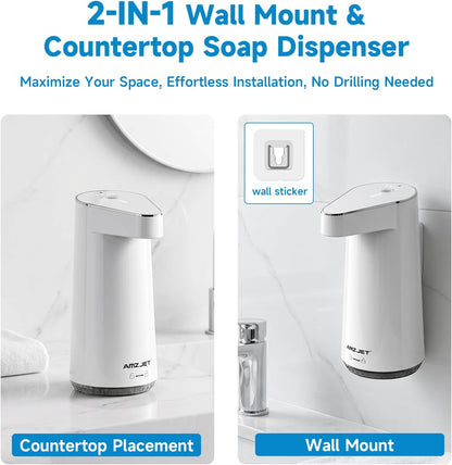 2026 Patent Edition Automatic Soap Dispenser Touchless, 300ml Hand Soap Dispenser with 4 Adjustable Foam Levels, IPX5 Waterproof Rechargeable Foaming Soap Dispenser for Kitchen & Bathroom