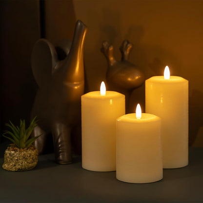 ANGELLOONG Flickering Flameless Candles, Realistic Battery Operated Candles with Remote and Timer, Set of 3 LED Candles for Room Fall Home Wedding Decor Centerpieces Table Party Valentines Decorations