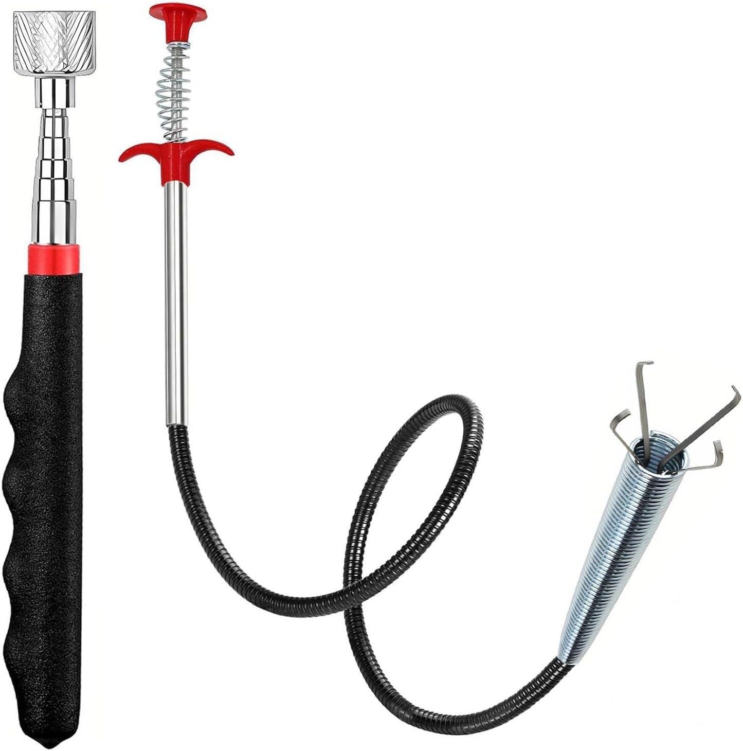 Drain Snake, Drain Clog Remover - Gutter Cleaning Tools Drain Cleaner for Toilet Sewer Shower Kitchen Bathroom Tub Clogged Drains Opener Cleaning Tool, Flexible Grabber Claw Pick Up Reacher (79 inch)