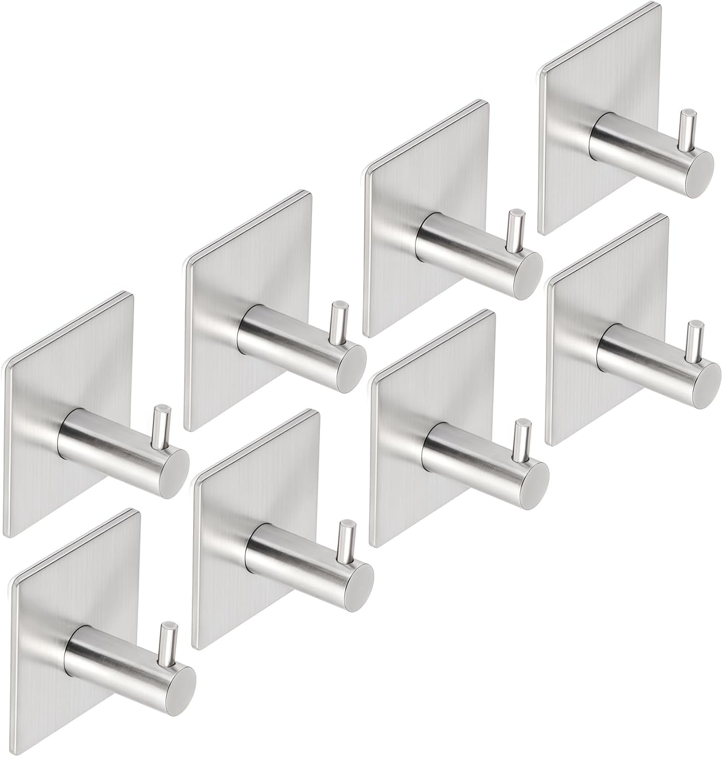 4 Pack Adhesive Hooks for Hanging - 304 Stainless Steel Heavy Duty Wall Hooks, Waterproof & Rustproof Towel Hooks for Bathroom, Self Adhesive Coat Hooks for Kitchen, Closet, Home Organization, Black