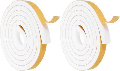 MECCANIXITY Weather Door Seal Strip Tape, Door Insulation Stripping Single Side Strong Self Adhesive Foam Tape Gap Filler for Door, Window, 1/4 Inch x 1/16 Inch x 32 Feet White 2 Pack