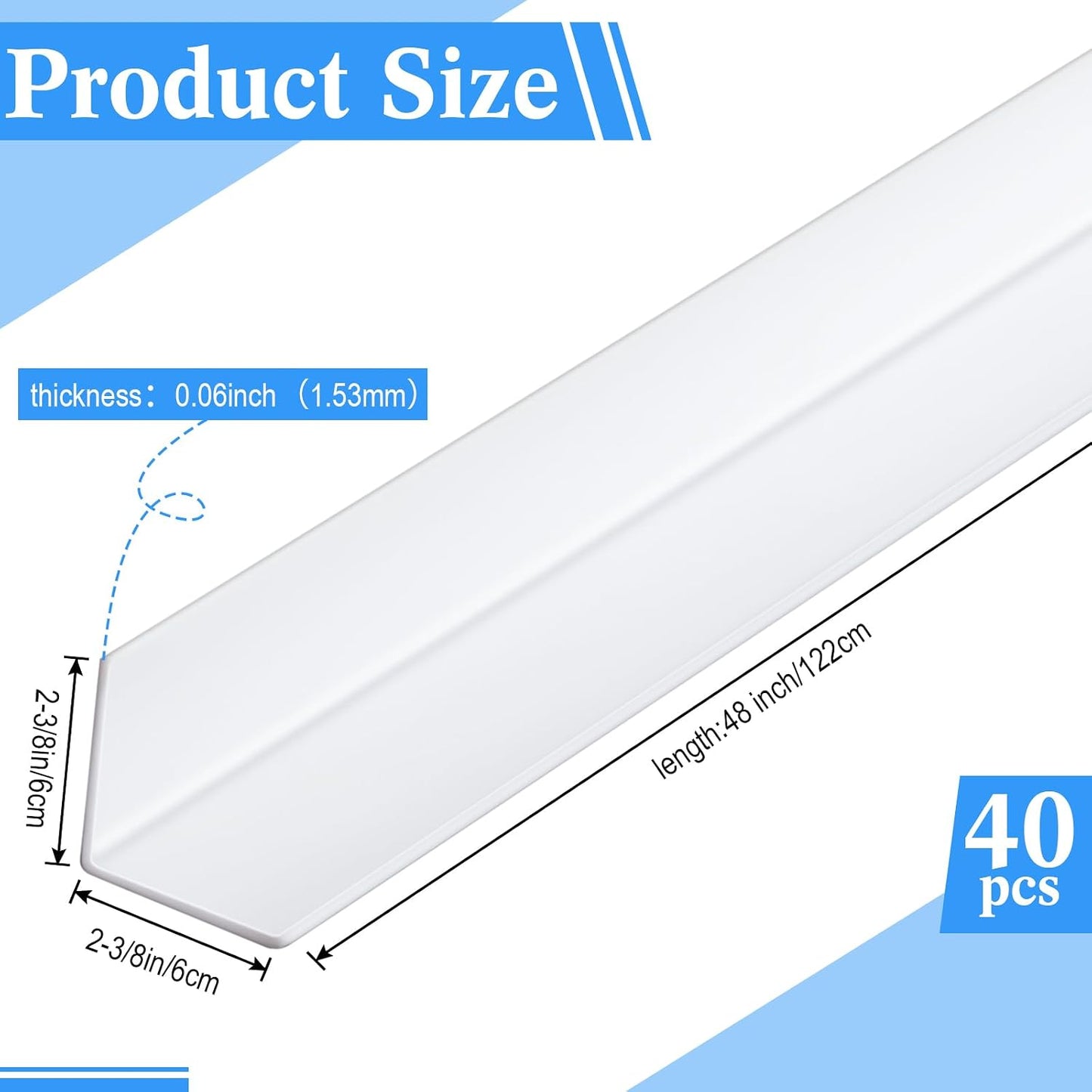 Sasylvia 10 Pcs Wall Corner Protector Guards, Vinyl 3/4 x 48 Inches Corner Trim Molding, Avoid Scratching Scuffs, Ease Install and Cleaning for Door Countertop Furniture Cabinet Protection, Clear