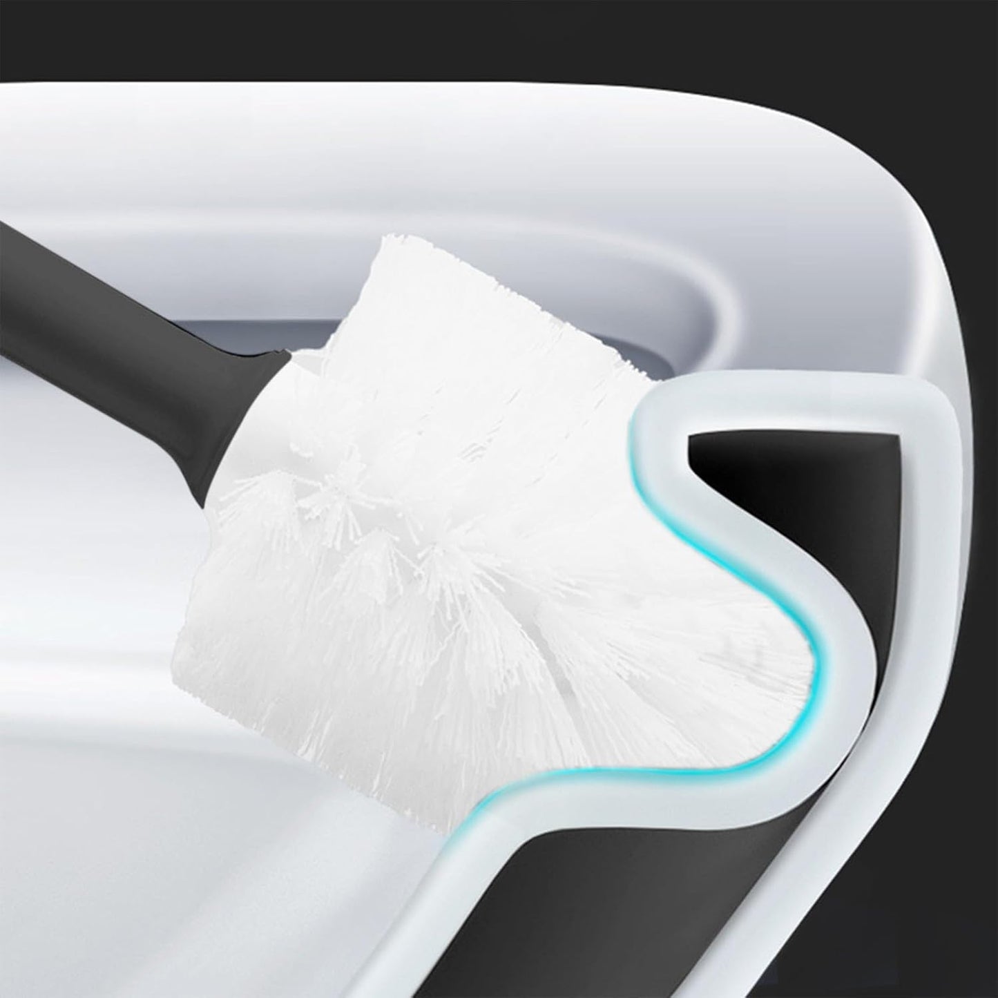 Toilet Brush and Holder Set Toilet Bowl Brush and Holder for Deep Cleaning Under Rim, Durable Bristles, Toilets Cleaner Cleaning Brushs Bathroom Accessories Cleaning Tools, Black, White
