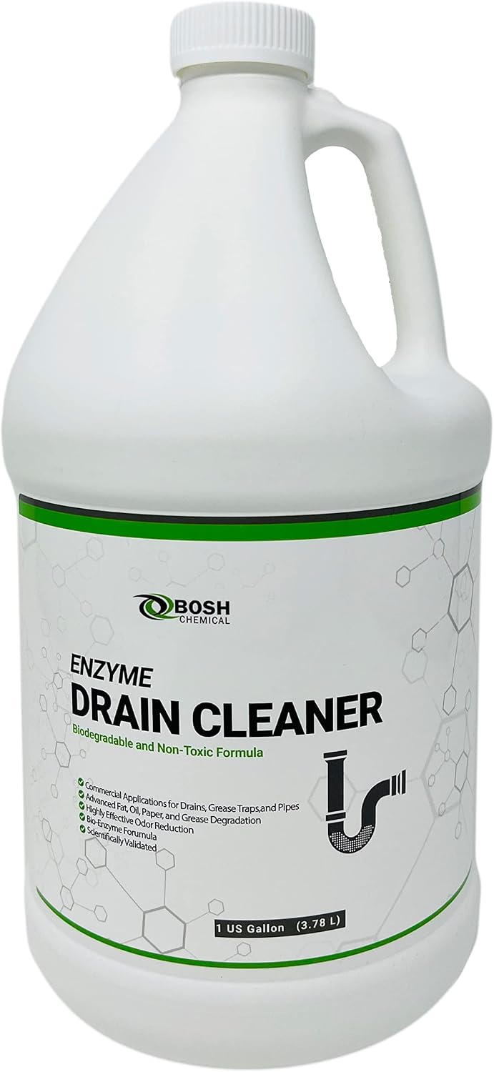 Bosh Chemical Enzyme Drain Cleaner | Attacks Grease, Fats, and Paper Buildup in Drains, Septic Tanks, Grease Traps, Pipes | Odor Control (1 Gallon)