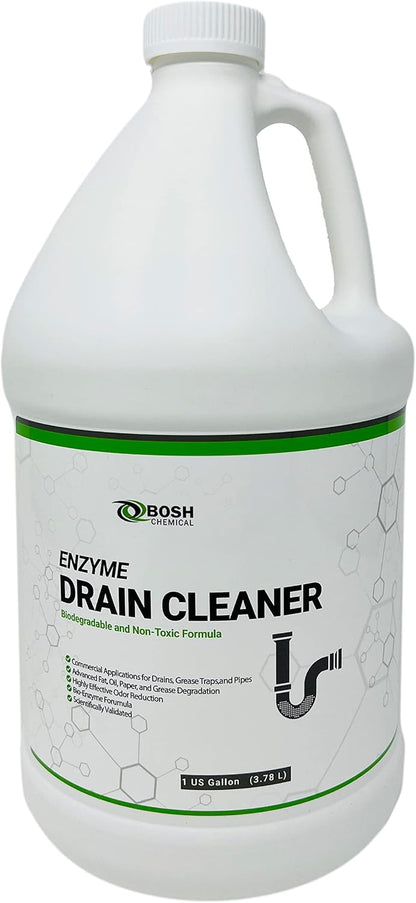 Bosh Chemical Enzyme Drain Cleaner | Attacks Grease, Fats, and Paper Buildup in Drains, Septic Tanks, Grease Traps, Pipes | Odor Control (1 Gallon)