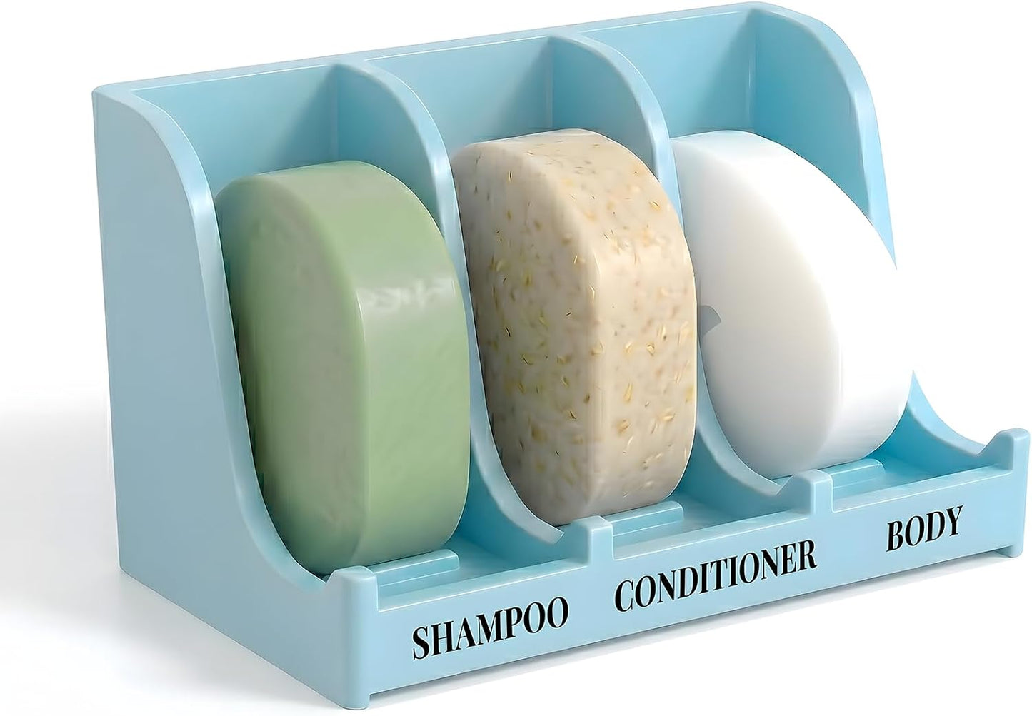 Soap Holder for Shower Wall, 3-Compartment Soap Dish for Shampoo, Conditioner and Body Soap, Fast Draining & Rust-Proof & Heavy Duty, Ultra-Strong Adhesive for Long-Term Bathroom Use & Freestanding